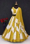 Tew Roman Silk Mirror Work Navaratri Lehenga Choli